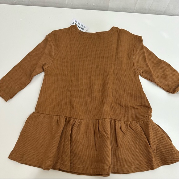Old Navy Girls Waffle Thermal Ruffle Hem Dress Rust Brown 12-18 Months - Picture 5 of 5